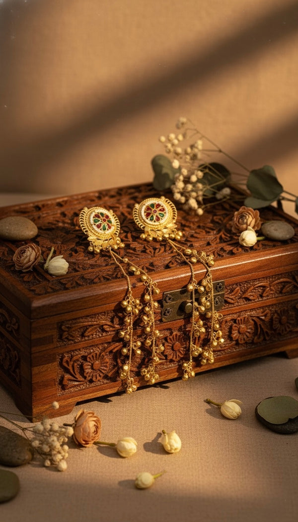 Noorani Kashmiri Earrings (Green and Wine)