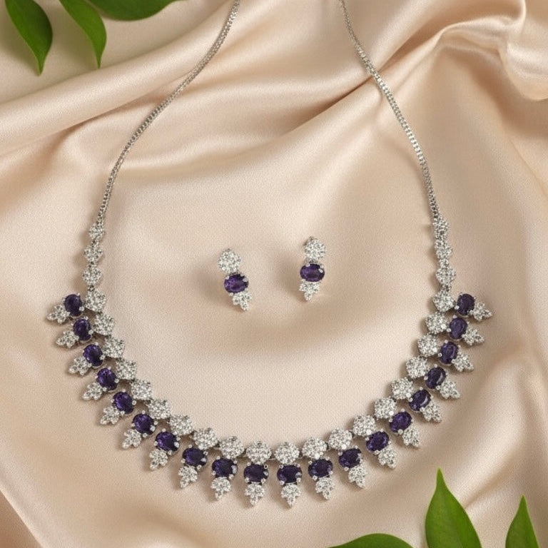 Luxe Line AD Necklace (Purple)