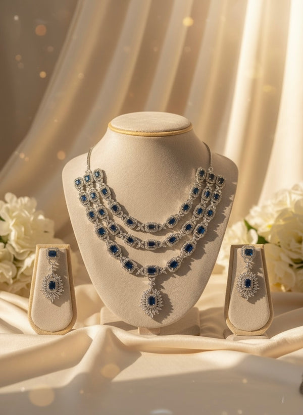 Charm Layered AD Necklace (Blue)