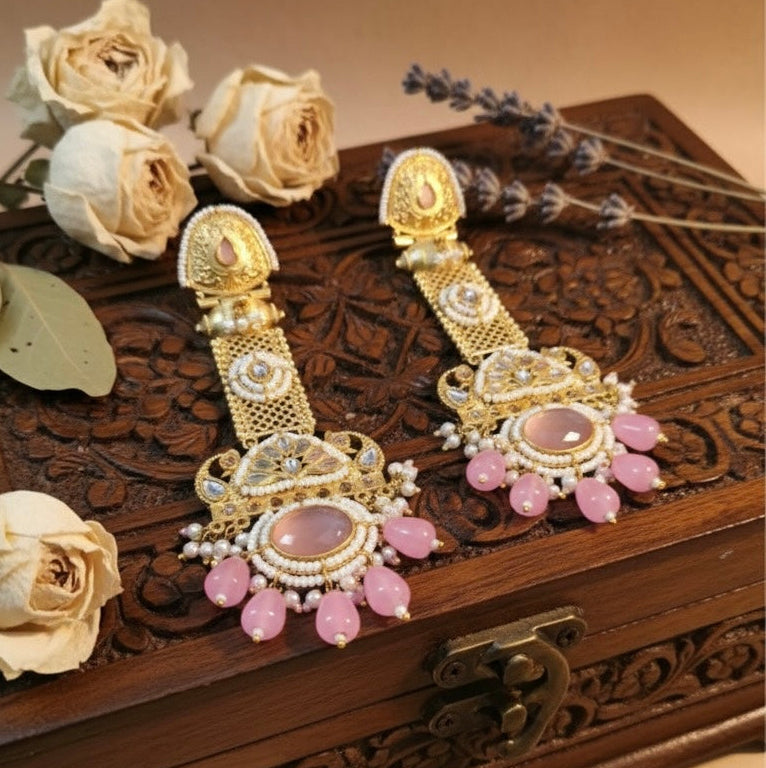 Noori Kashmiri Earrings (Pink)