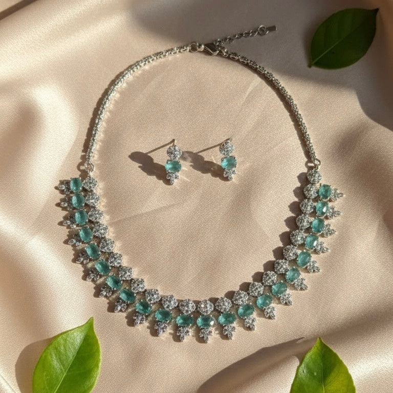 Luxe Line AD Necklace (Mint Green)