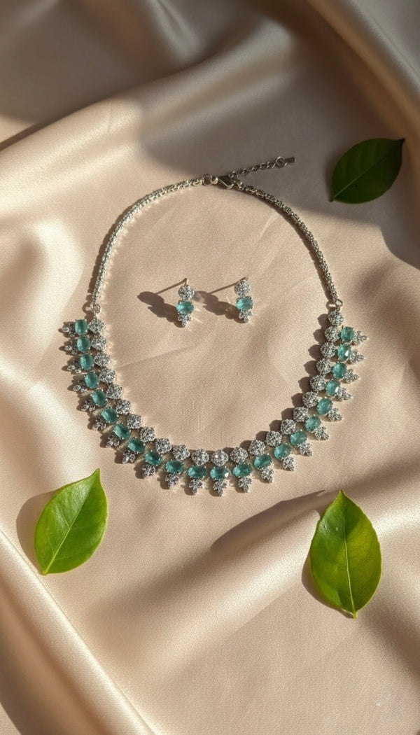 Luxe Line AD Necklace (Mint Green)
