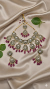 Zarnoor Kundan Bridal Necklace (Wine and Green)