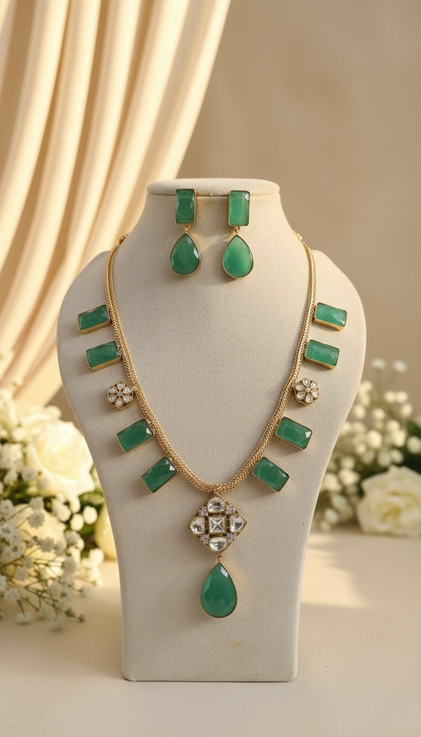 Adira Kundan Necklace (Green)