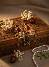 Maharani Kashmiri Earrings (Green and Wine)