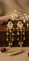 Aarzu Kashmiri Earrings (Green and Pink )