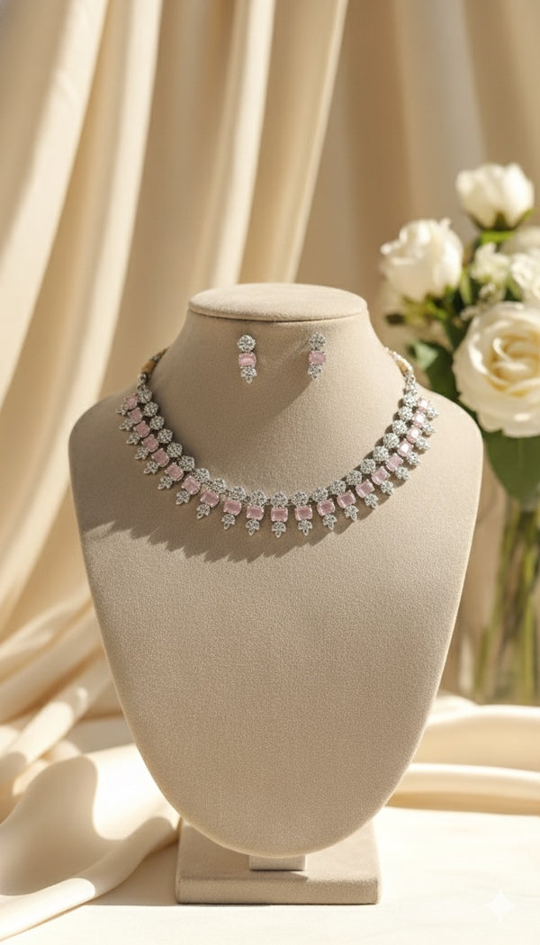 Luxe Line AD Necklace (Pink)