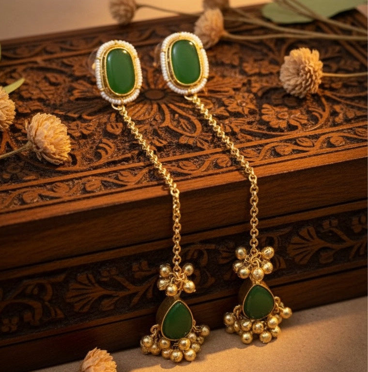 Ishika Kashmiri Earrings (Green)