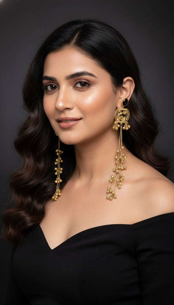 Zira Kashmiri Earrings (Black)