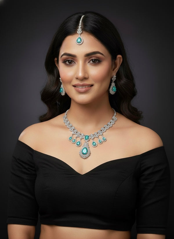 Diva AD Necklace (Mint Green)