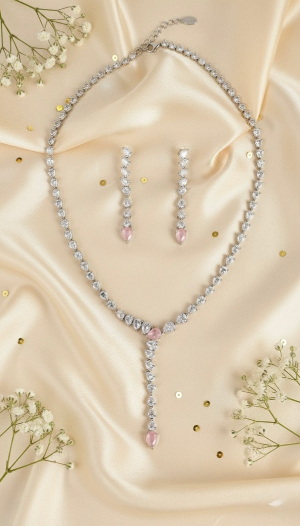 Elara Drop AD Necklace (Pink)