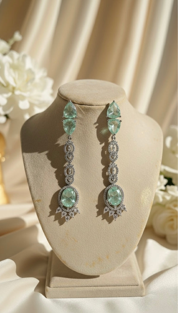 Celeste AD Earrings (Mint Green)