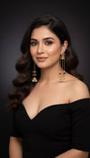 Gulnaz Kashmiri Earrings (Wine and Green)