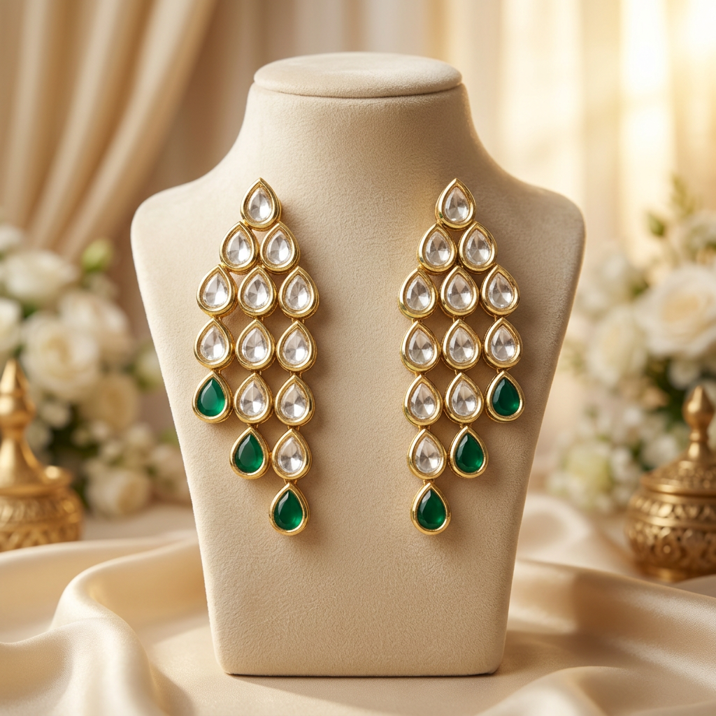Esha Kundan Earrings (Golden)