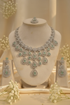 Royal Bloosom AD Necklace (Mint Green)