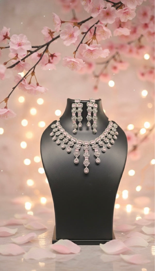 Empress Shine AD Necklace (Pink)