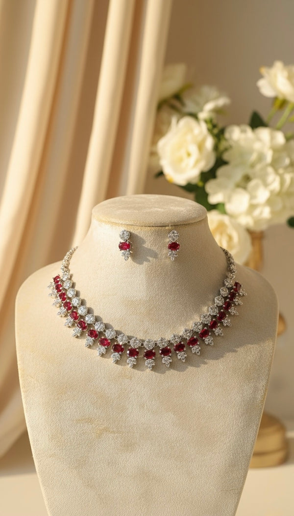 Luxe Line AD Necklace (Red)