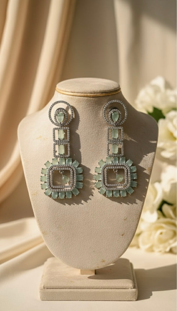 Diva AD Earrings (Mint Green)