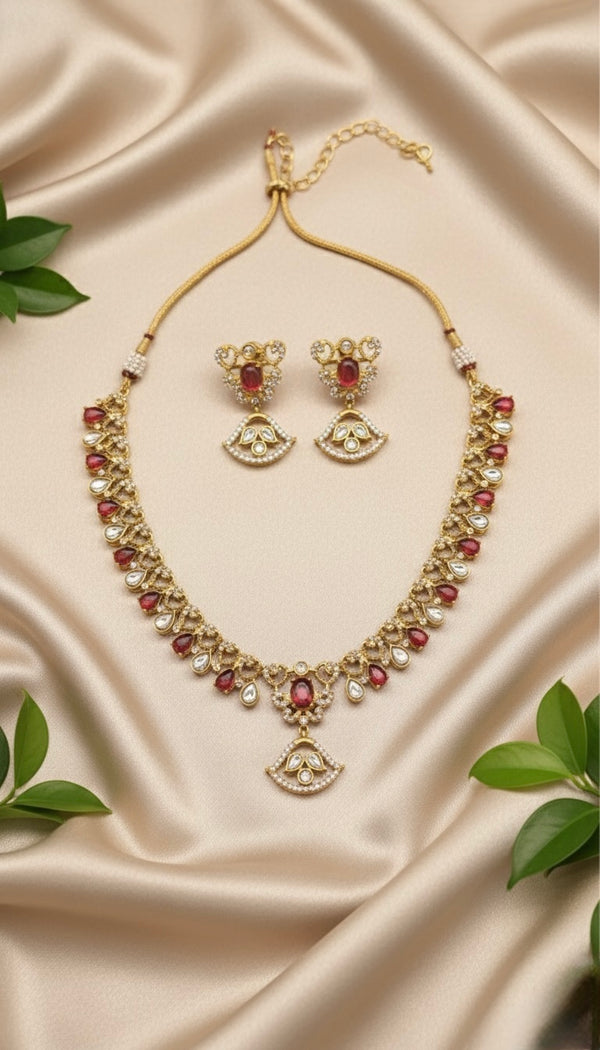 Ishani Kundan Necklace (Wine)