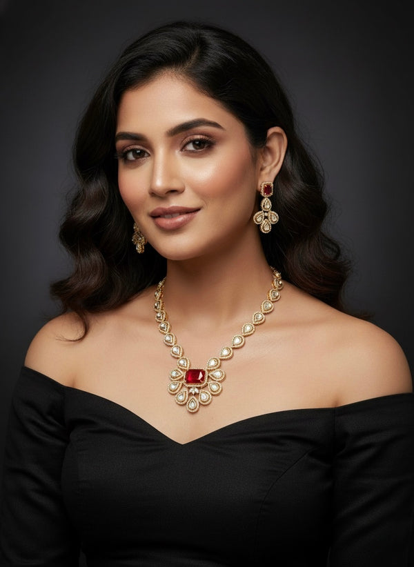 Vira Kundan Necklace (Red)