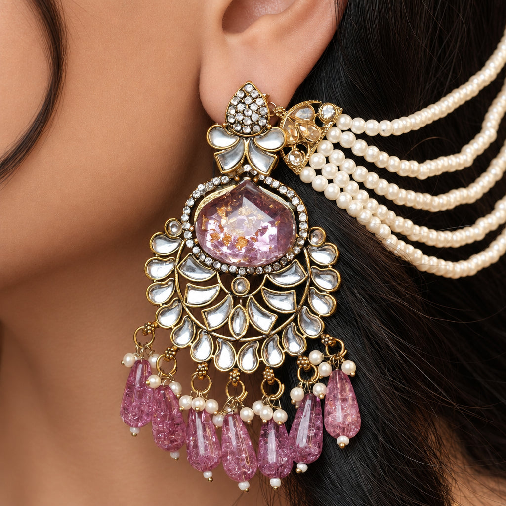 Meena Chain Earrings (Purple)