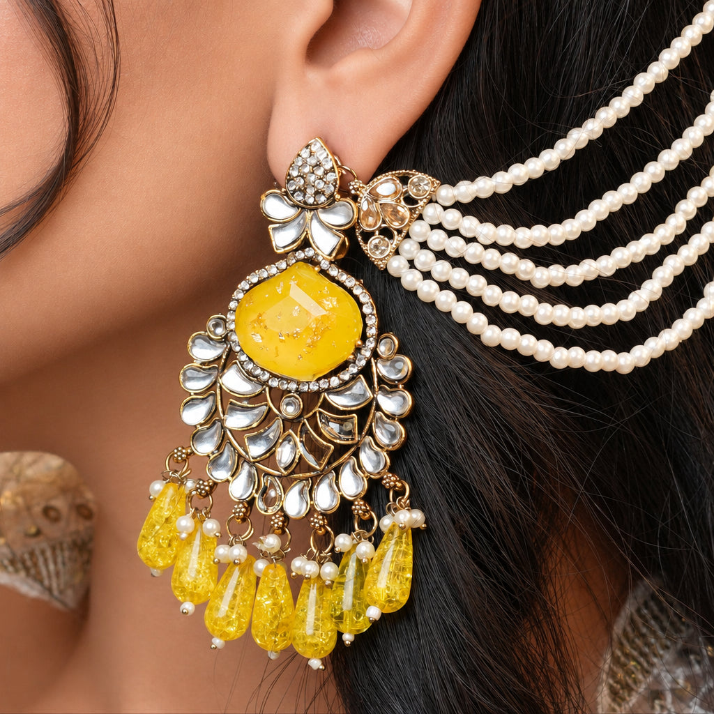 Meena Chain Earrings (Yellow)
