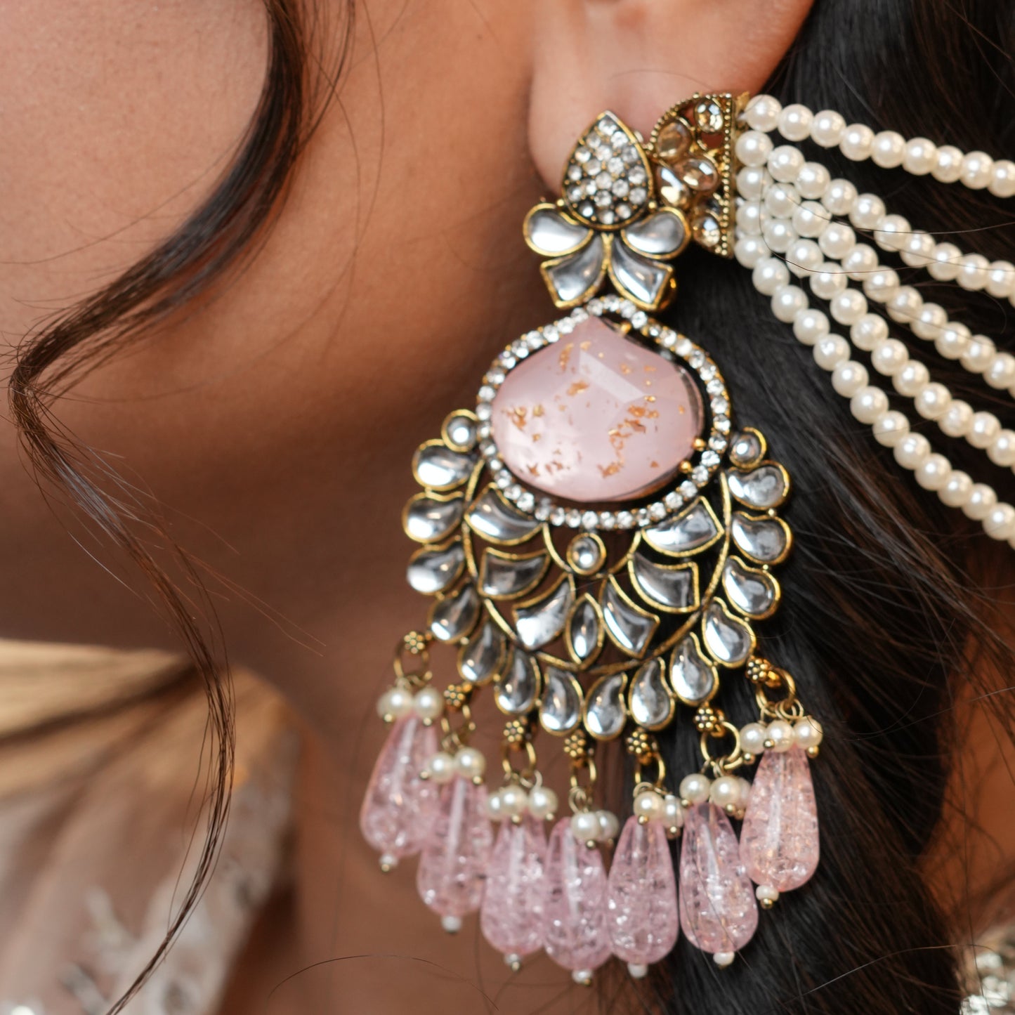 Meena Chain Earrings (Light-Pink)
