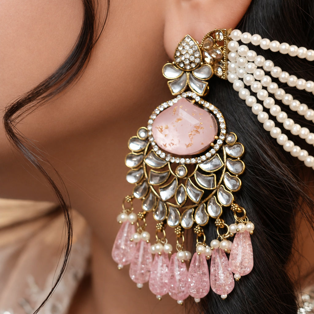 Meena Chain Earrings (Light-Pink)