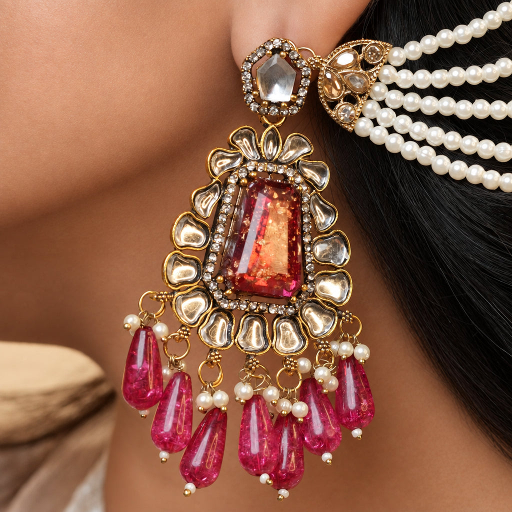 Kirnaya Chain Earrings (Pink)