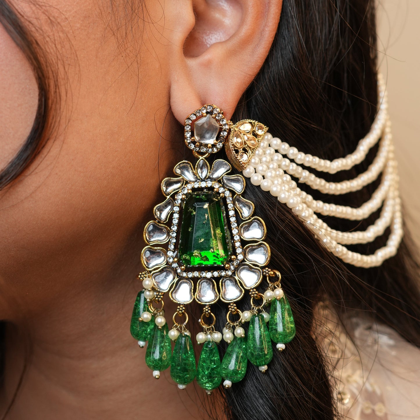 Kirnaya Chain Earrings (Green)