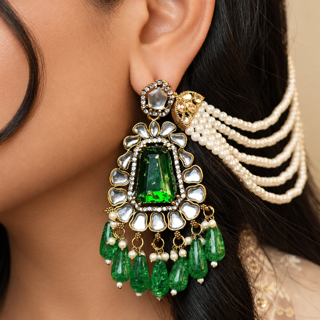 Kirnaya Chain Earrings (Green)
