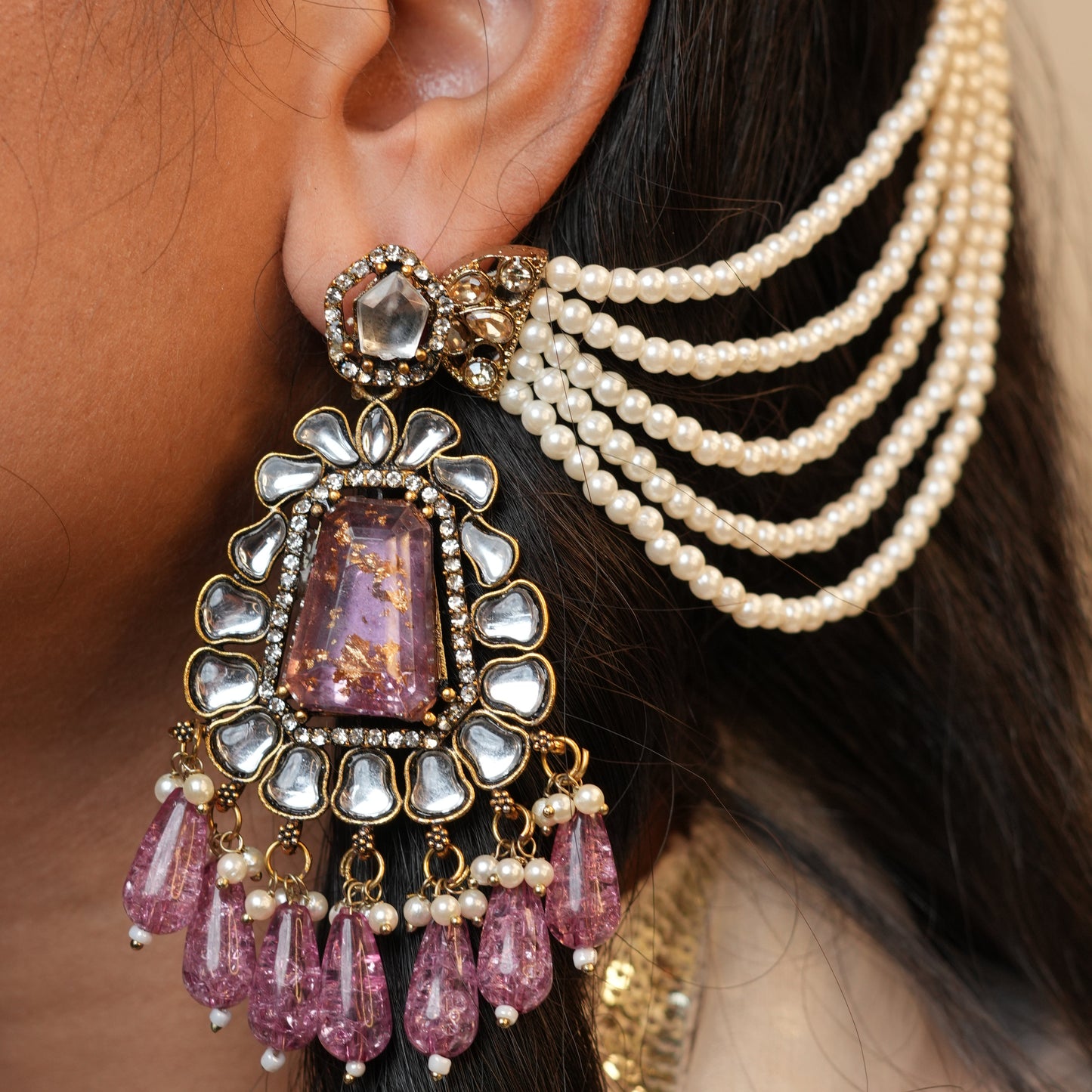 Kirnaya Chain Earrings (Purple)