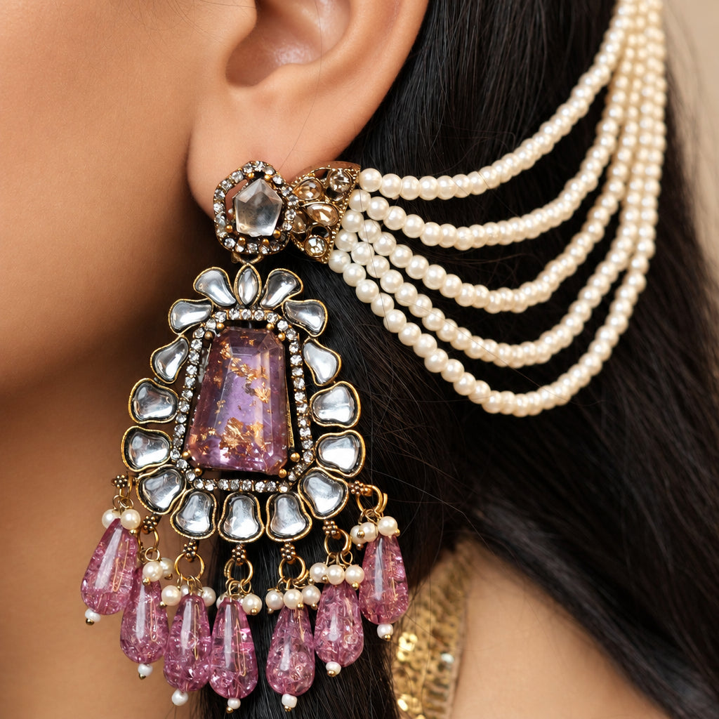 Kirnaya Chain Earrings (Purple)