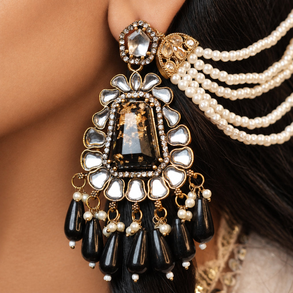 Kirnaya Chain Earrings (Black)