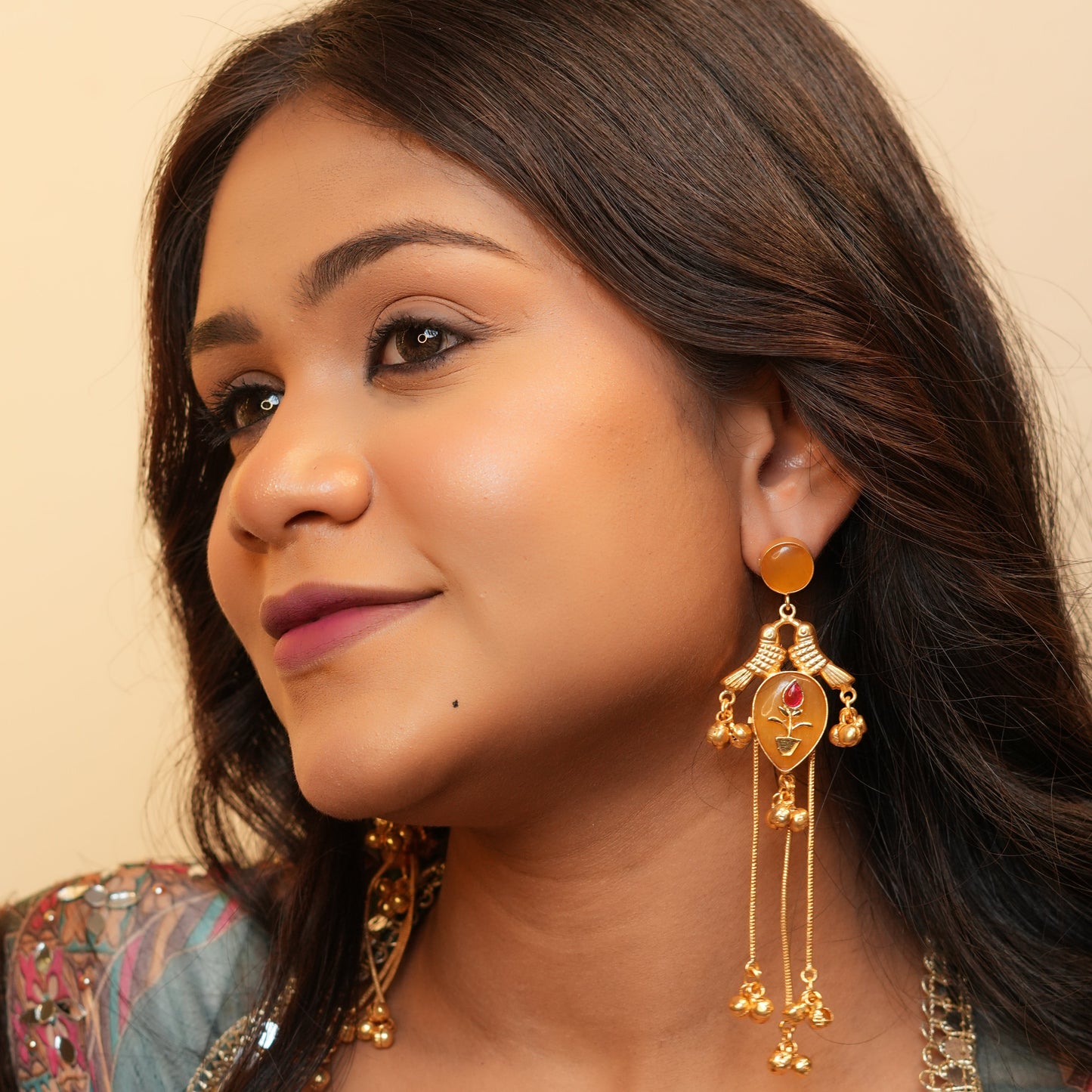 Gulnaar Kashmiri Earrings (Yellow)