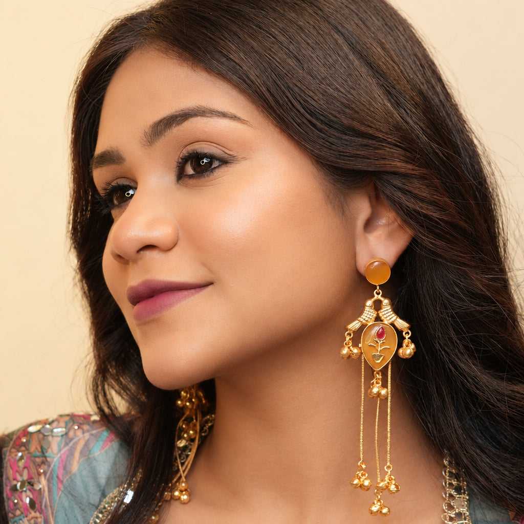 Gulnaar Kashmiri Earrings (Yellow)