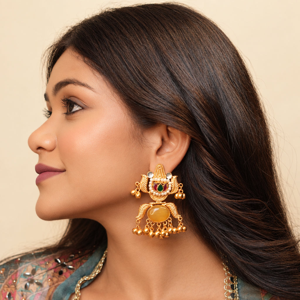 Gulzar Kashmiri Earrings (Yellow)
