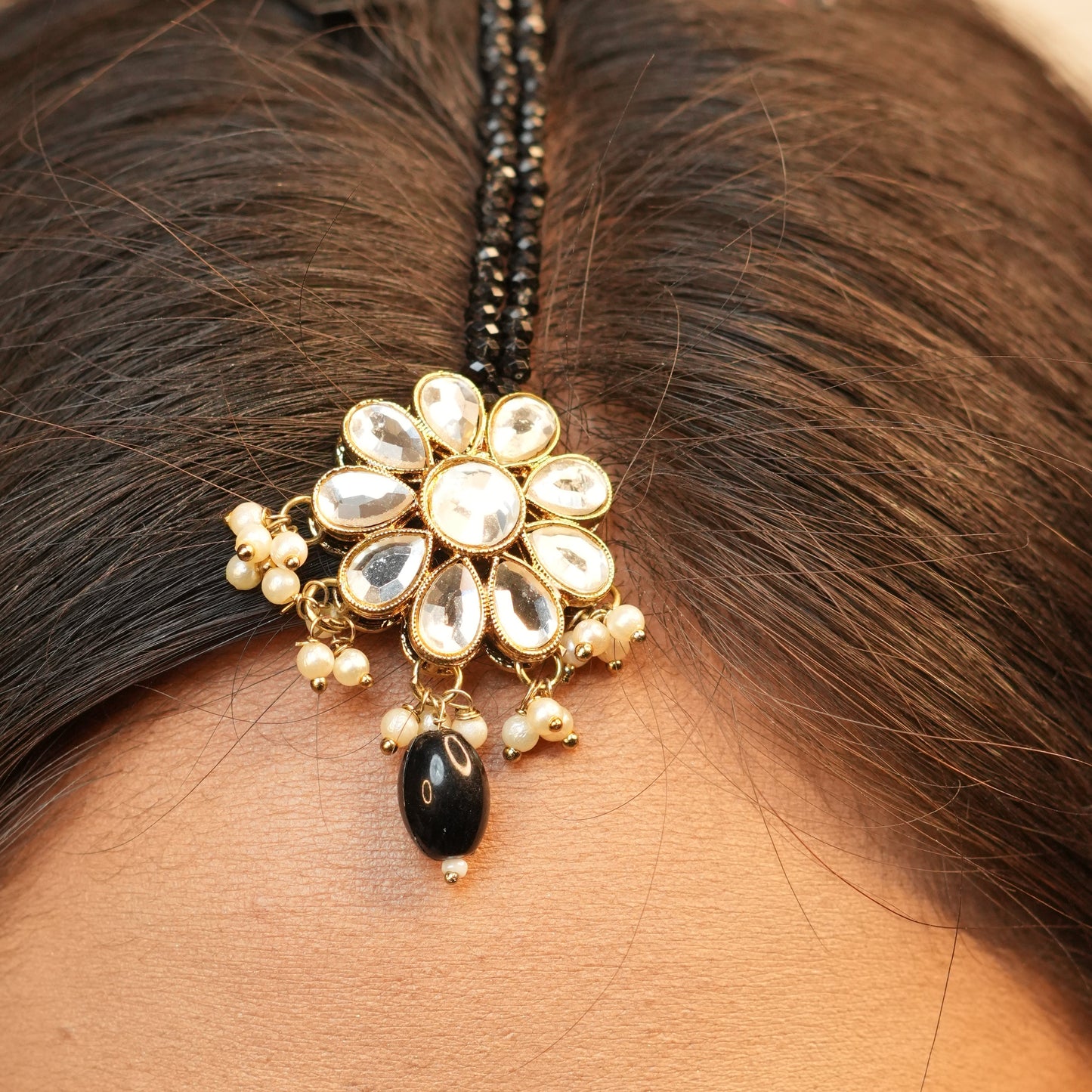 Sima Necklace with Maang-tikka (Black)