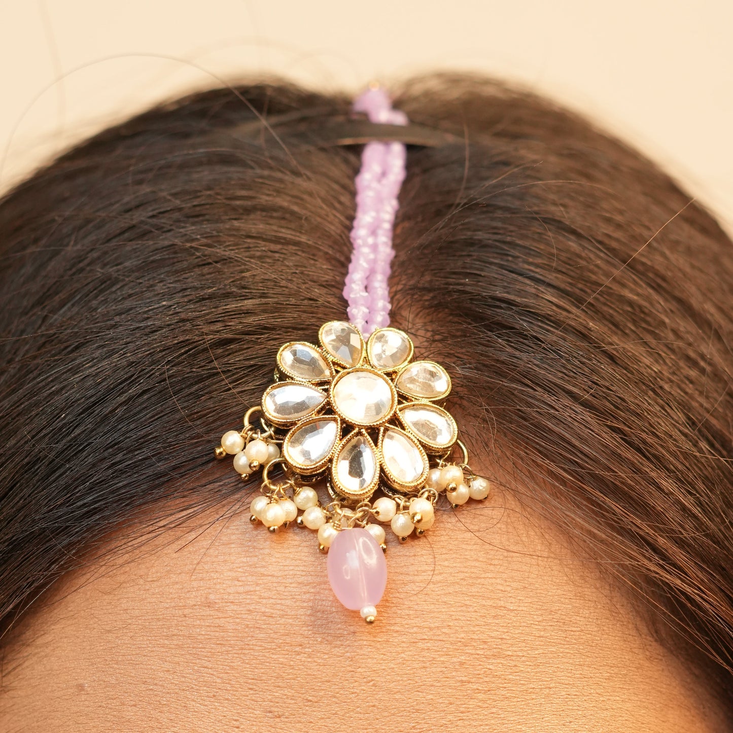 Sima Necklace with Maang-tikka (Lavender)