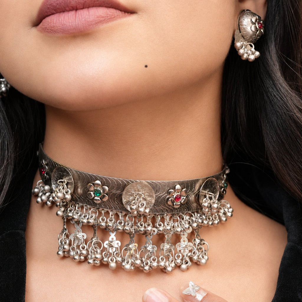 Riya Oxidize Necklace (Green)