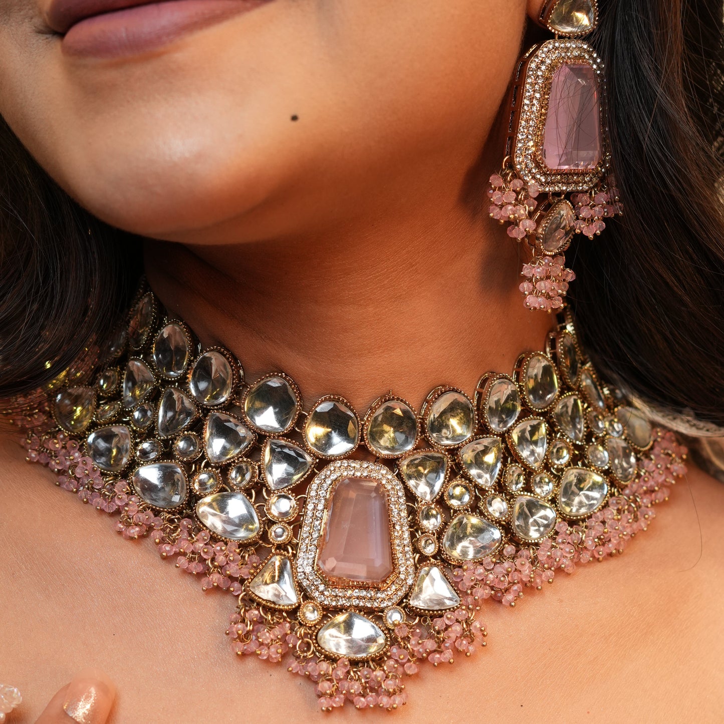 Arya Bridal Necklace (Light-Pink)