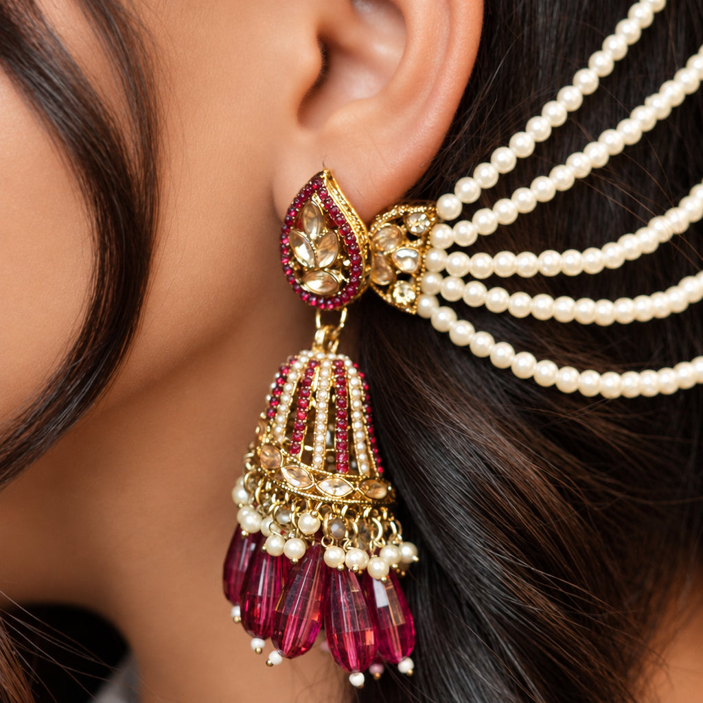 Maira Chain Earrings (Pink)