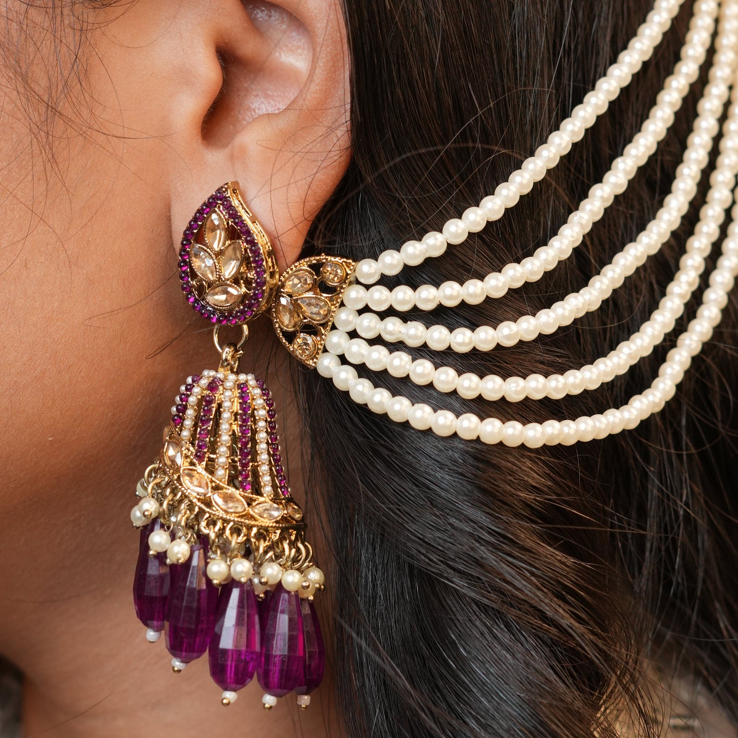 Maira Chain Earrings (Purple)