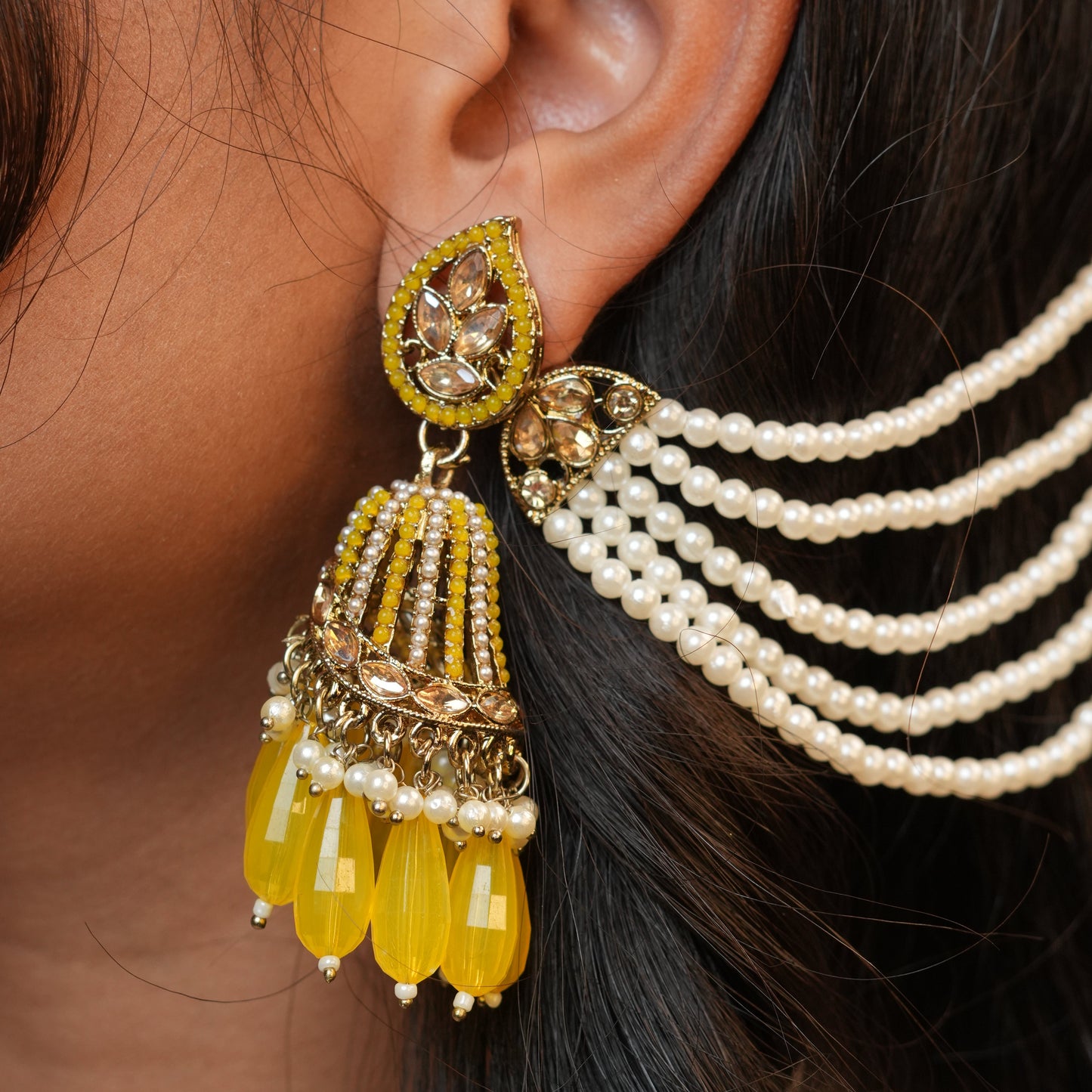 Maira Chain Earrings (Yellow)