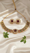 Aarzoo Kundan Necklace (Wine and Green)