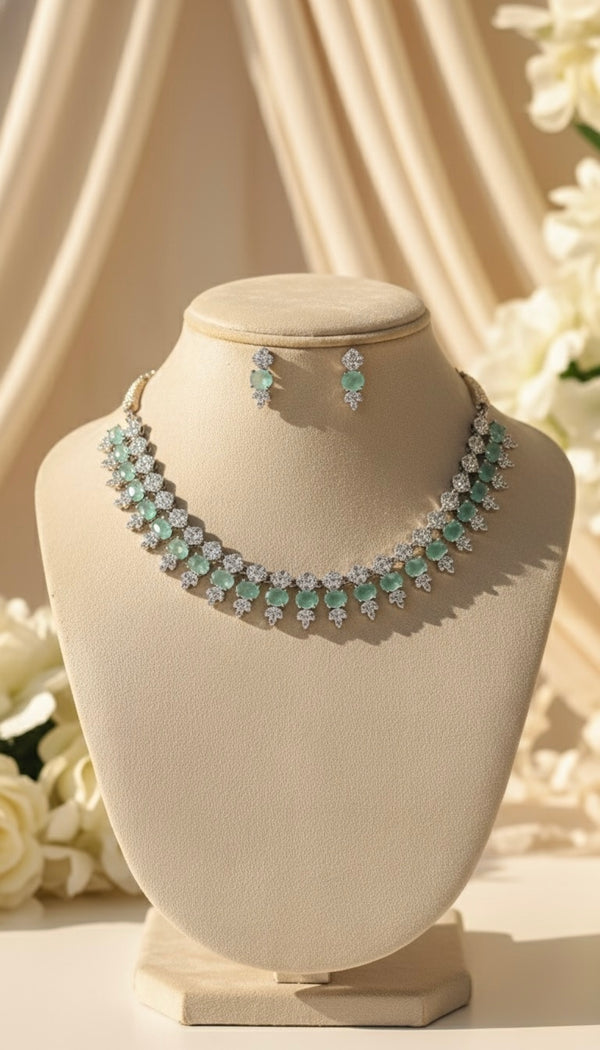 Luxe Line AD Necklace (Mint Green)