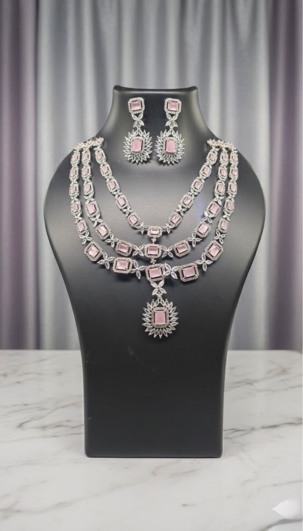 Luxe Layered AD Necklace (Pink)