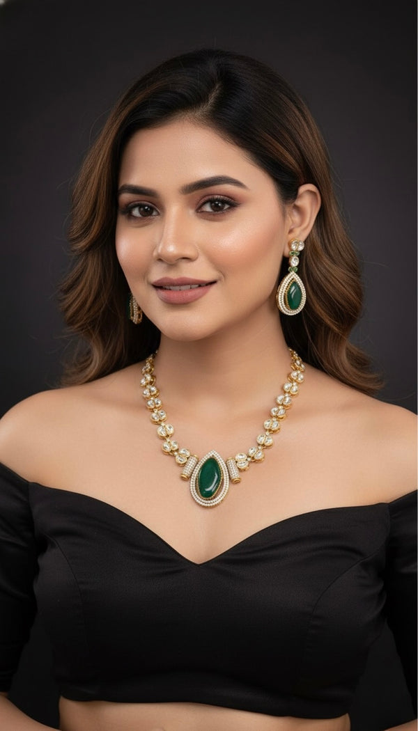 Naira Kundan Necklace (Green)