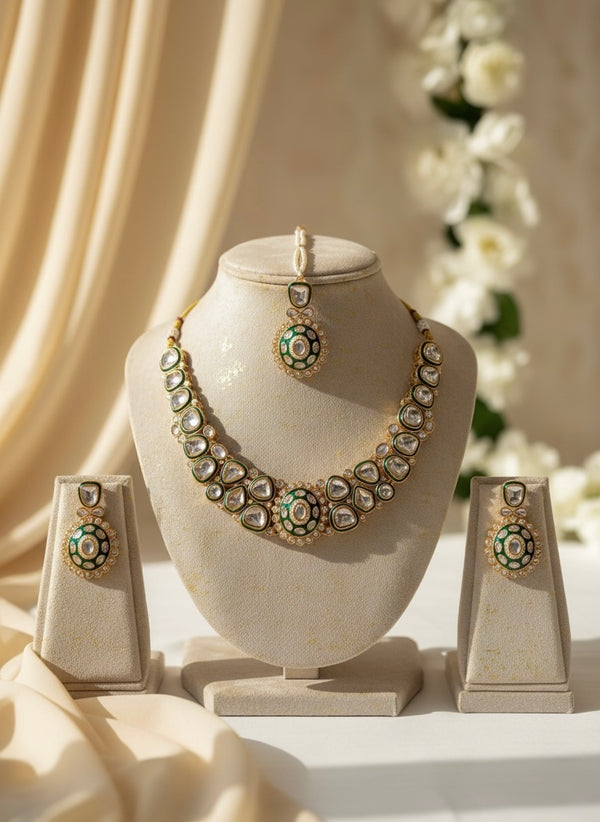 Ravina Kundan Necklace (Green)