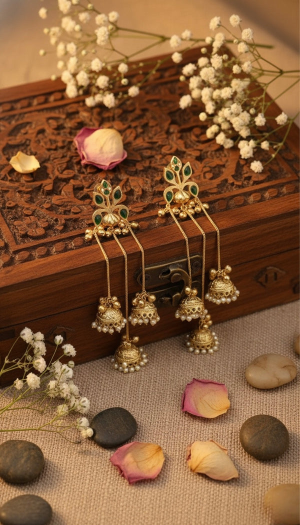 Gulnaz Jhumki Kashmiri Earrings (Green)
